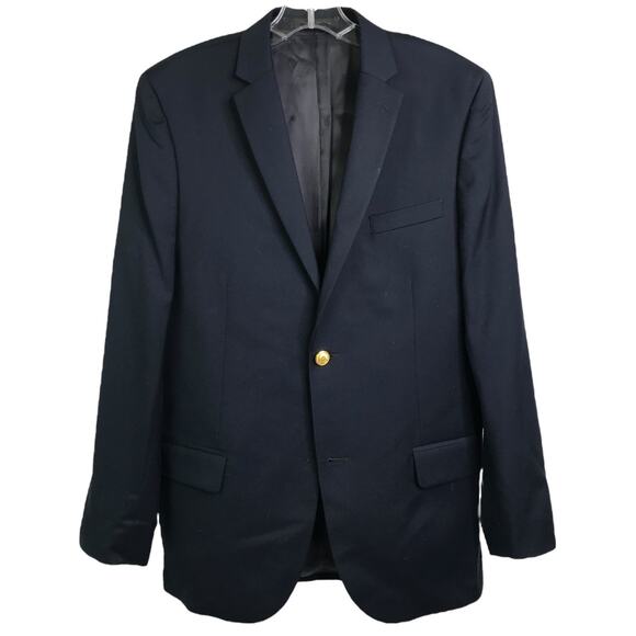 Lauren by Ralph Lauren Blazer Mens Size 20R Blue Gold Button Front Coat Jacket - Picture 1 of 10